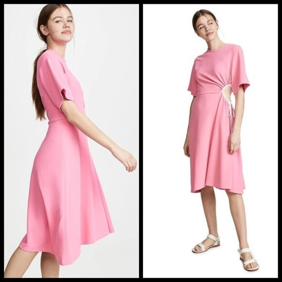 💕SEE BY CHLOE💕 Cut-Out Dress ~ Dazzling Pink Small Midi Length Crepe - Picture 8 of 16